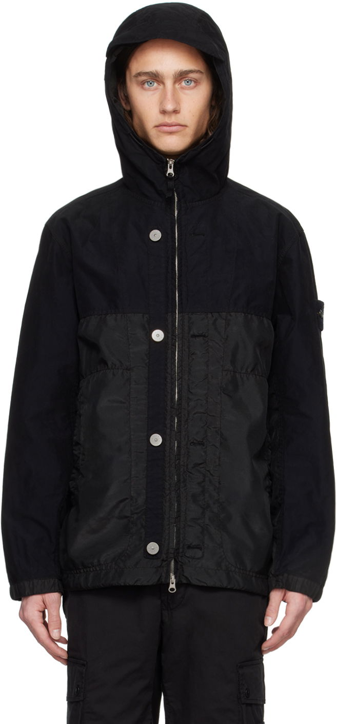 Jakna Stone Island Black Hooded Jacket Črna | 801542732