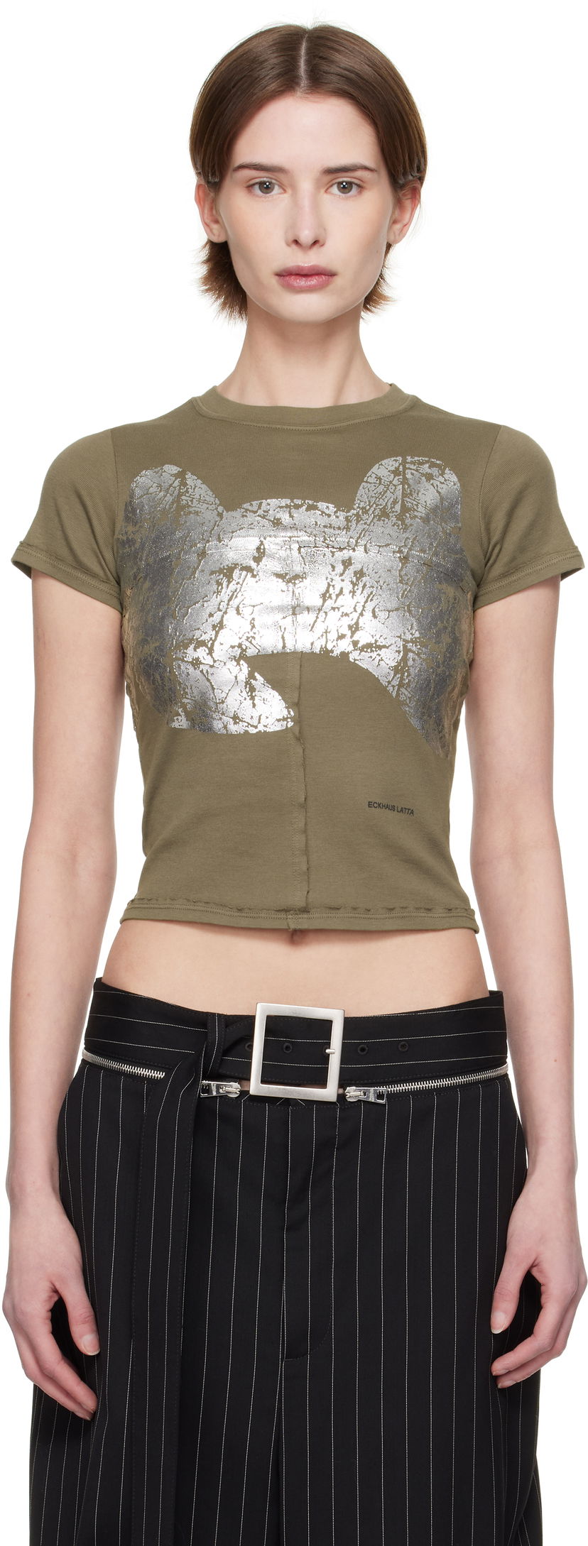 Krop-top Eckhaus Latta Eckhaus Latta Lapped Baby T-Shirt Zelena | 303-EL-PS25-R -