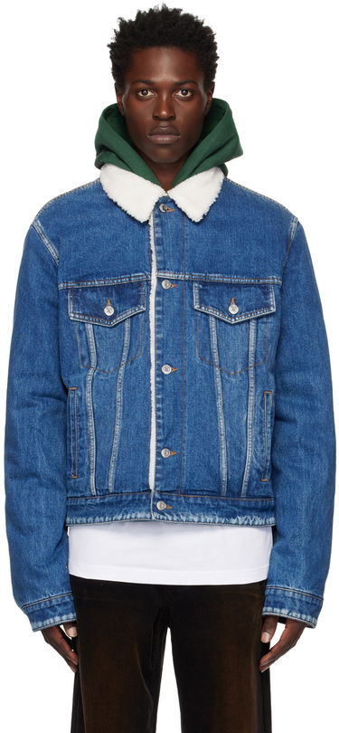 Jakna We11done We11done Regular-Fit Sherpa Denim Jacket Modra | WD-DJ3-22-362-U-BL, 0