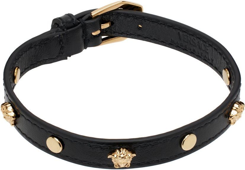 Zapestnica Versace Medusa Leather Bracelet Črna | 1018429_1A00637