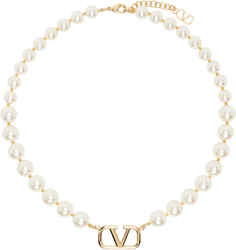 Ogrlica Valentino Valentino Garavani VLogo Signature Pearl Necklace Kovinski | 6W2J0P13UXM
