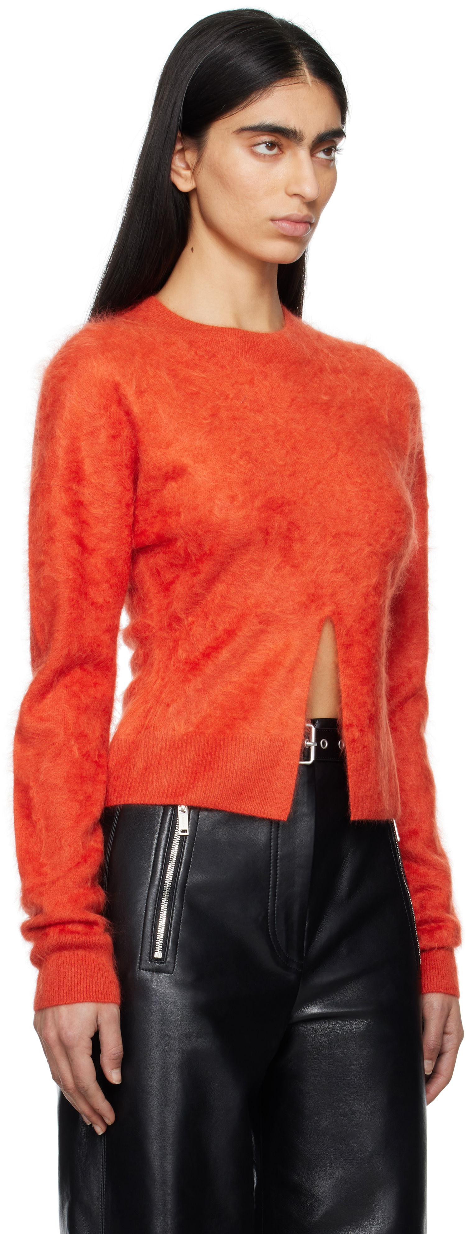 Pleteni pulover Nanushka Nanushka Kloe Fuzzy Crewneck Sweater Oranžna | NW25RSSW10222, 1