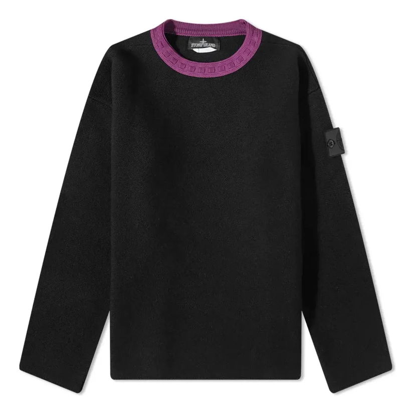 Pleteni pulover Stone Island Shadow Project Contrast Collar Knit Črna | 77195042U-V2029