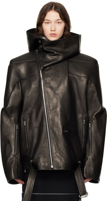 Jakna Rick Owens Rick Owens Hollywood Jumbo Stooges Cropped Leather Jacket Črna | RO01E7782 LNV, 0