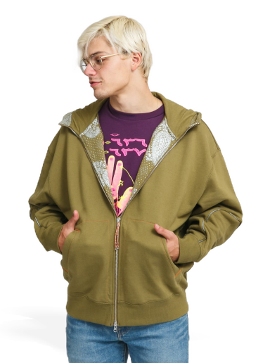 Pulover Converse Paria Farzaneh x Full Zip Hoodie Zelena | 10022623-A02