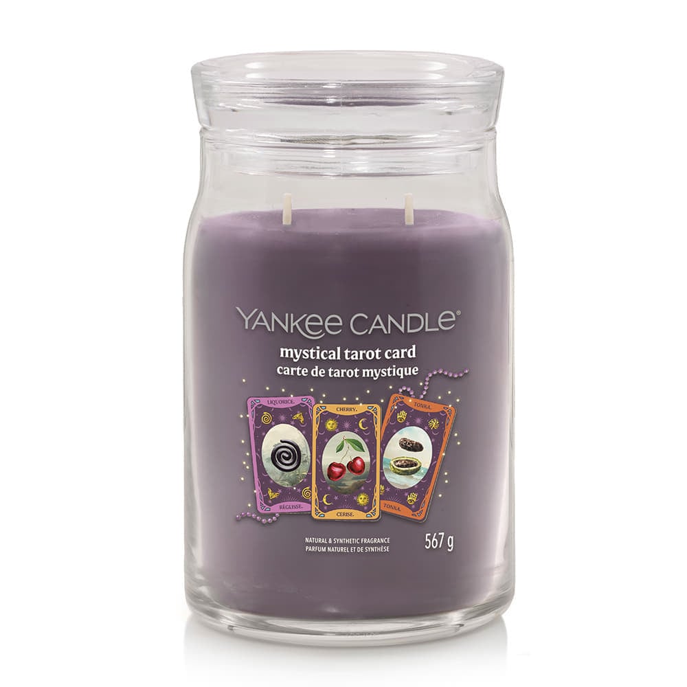 Sveče Yankee Candle Signature Large Two-Wick Halloween Mystical Tarot Card Jar Candle with Licorice Cherry Tonka Scent Lila | 43492, 1