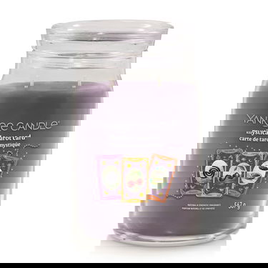 Sveče Yankee Candle Signature Large Two-Wick Halloween Mystical Tarot Card Jar Candle with Licorice Cherry Tonka Scent Lila | 43492, 1