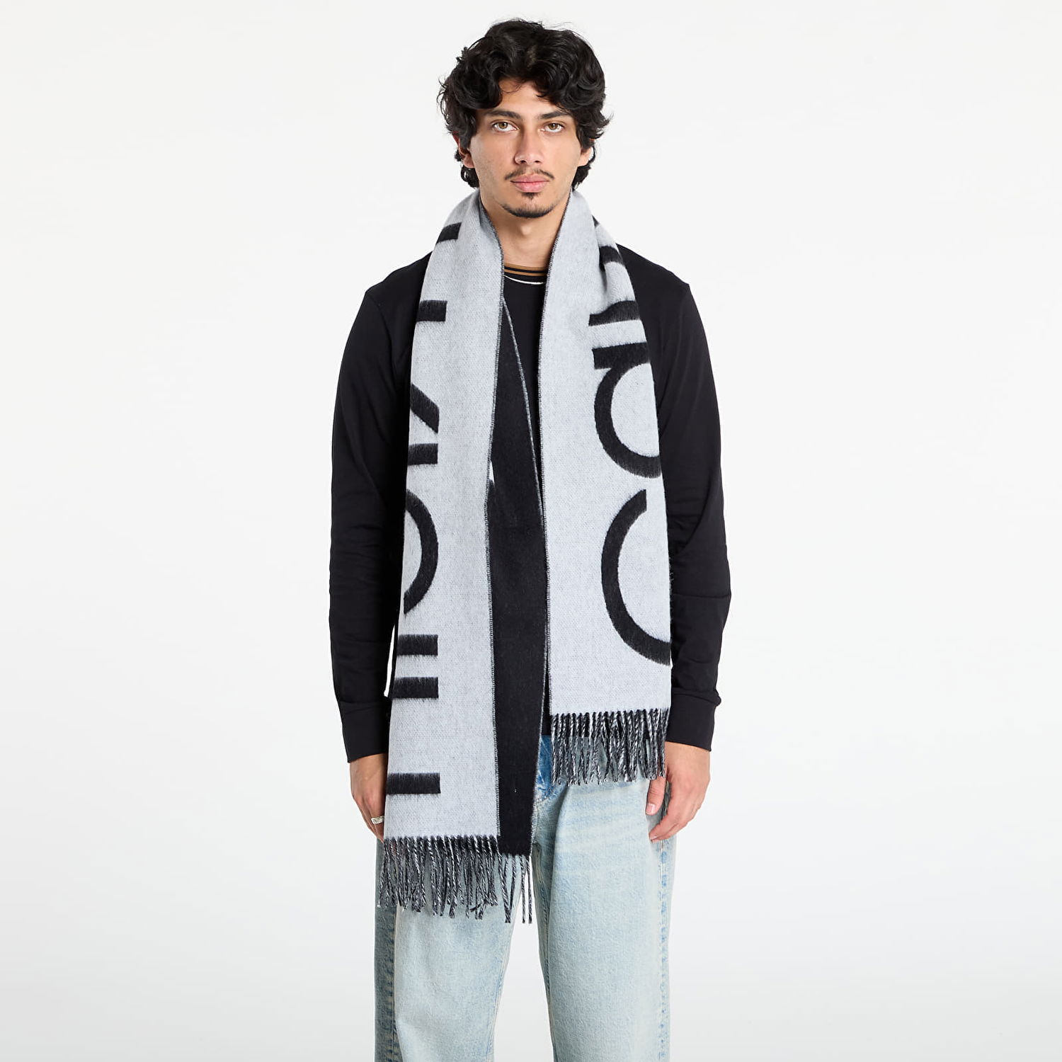 Šala CALVIN KLEIN Calvin Klein Bold Logo Brushed Scarf Siva | LV04D8026G UB1, 0