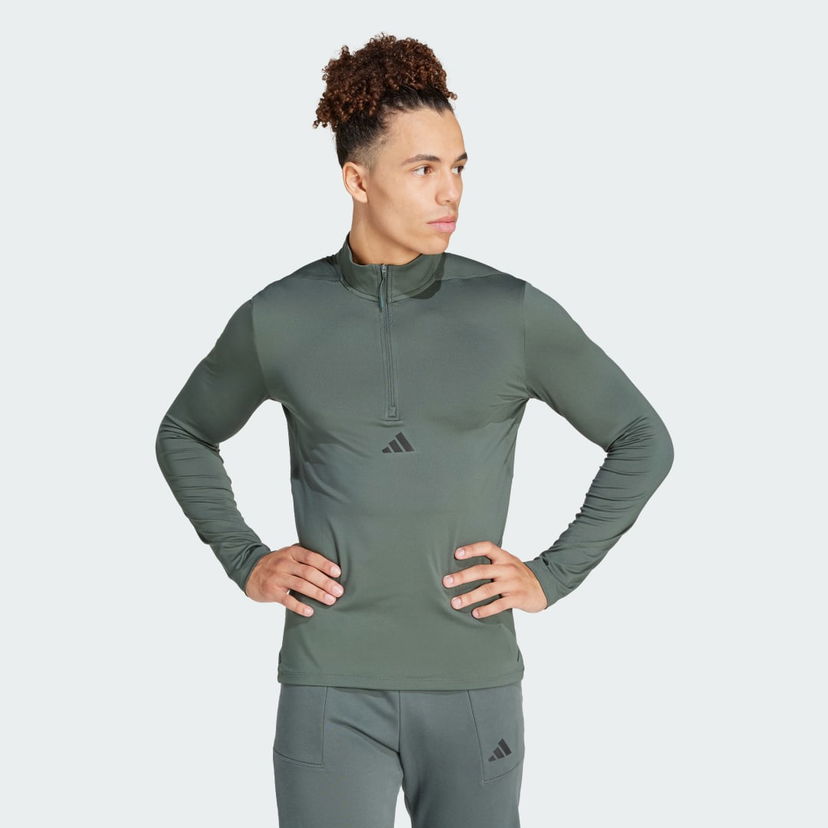 Pulover adidas Performance Workout Quarter-Zip Track Top Zelena | IS3802