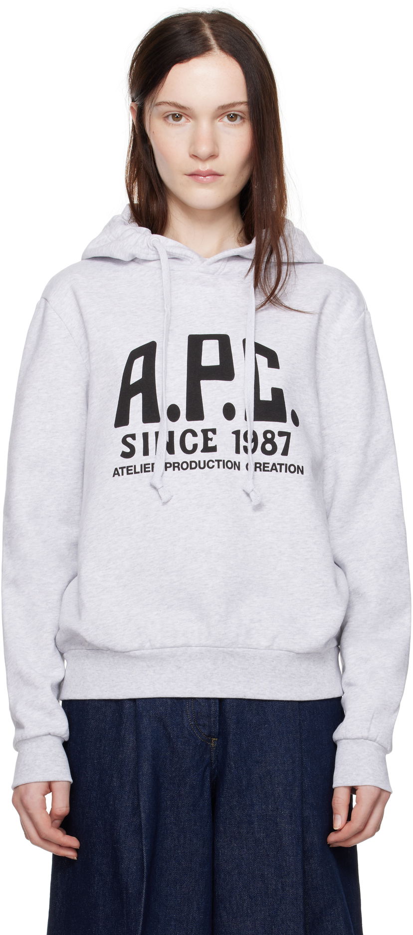 Pulover A.P.C. Print Label Hoodie Siva | COHBV-M27955