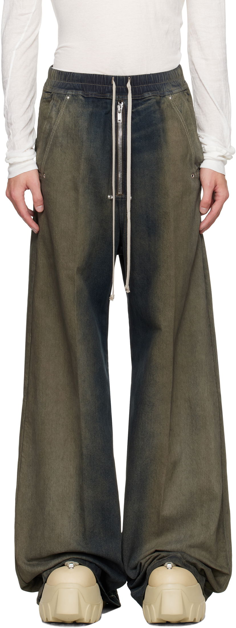 Kavbojke Rick Owens Rick Owens Wide Bela Jeans Zelena | RU02E1366 DKDEG