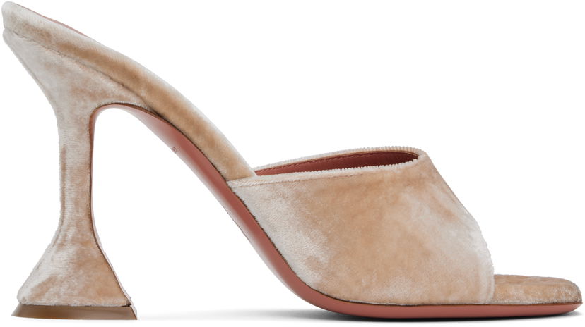 Superge in čevlji Amina Muaddi Lupita Slipper Heeled Sandals Bež | LUPITA SLIPPER VELVET