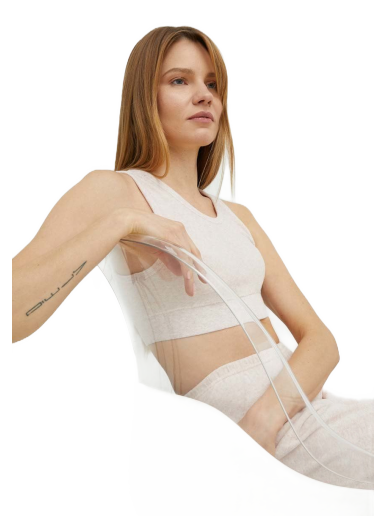 Krop-top American Vintage Crop Top Bež | UKO00AE23