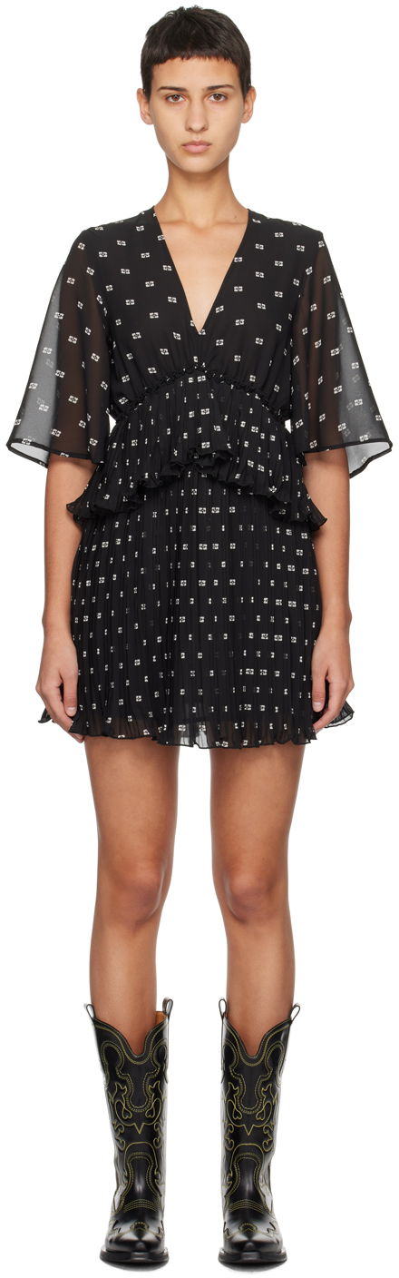 Obleke GANNI Pleated Minidress Črna | F8832
