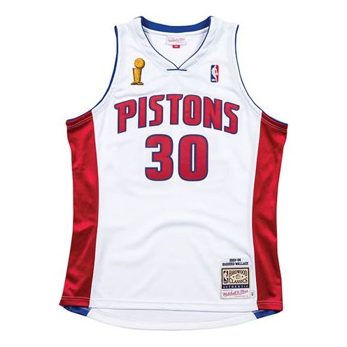 Dres Mitchell & Ness Mitchell & Ness Detroit Pistons Jersey Bela | BA688C-DPI-W-NI9