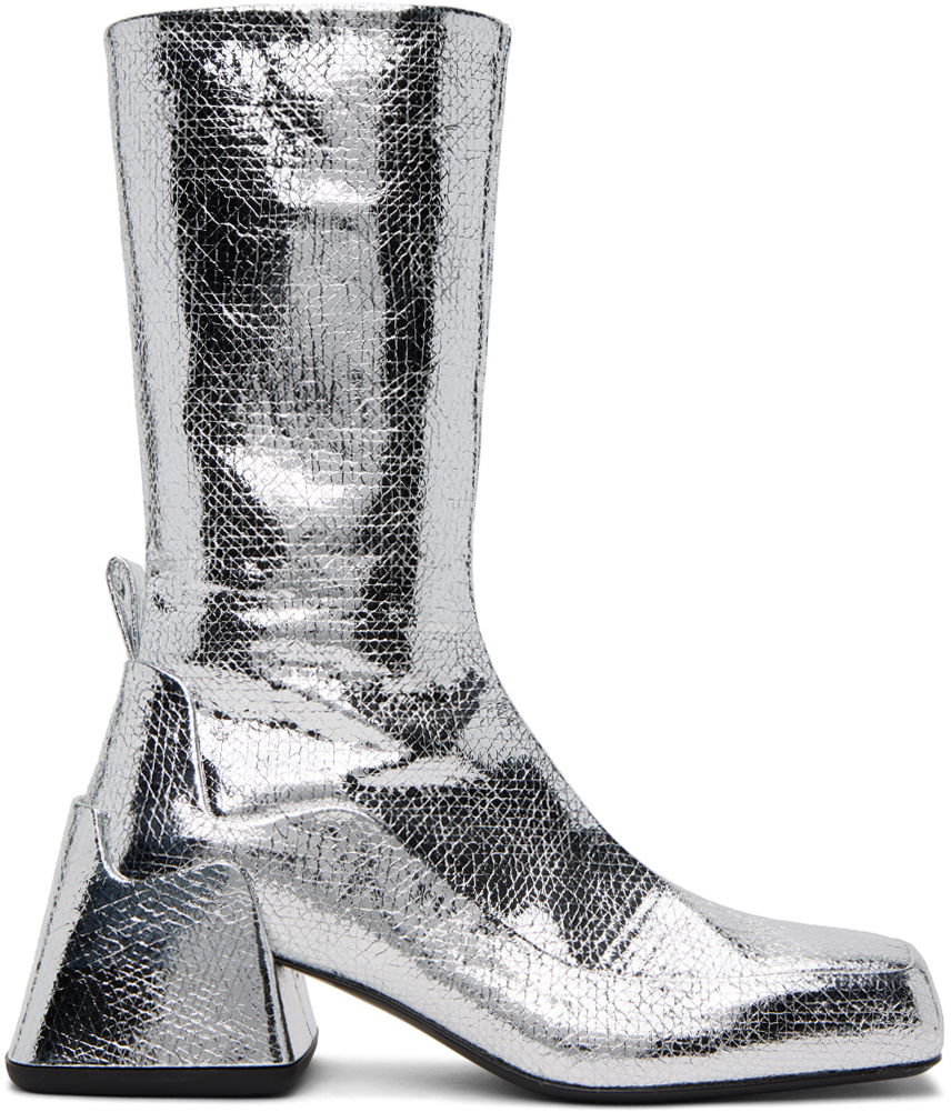 Oblačila Jil Sander Silver Lamé Crackle Boots Siva | J16WU0023_P6241, 0