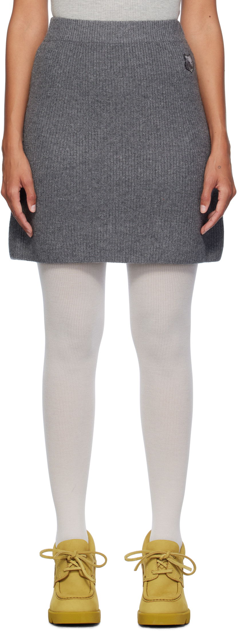 Krila MAISON KITSUNÉ Ribbed Miniskirt Siva | NW01514KT1093