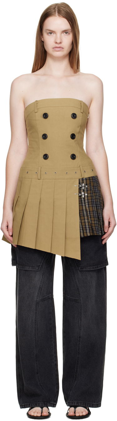 Obleke Andersson Bell Andersson Bell Double-Breasted Pleated Minidress Bež | atb1366w, 0