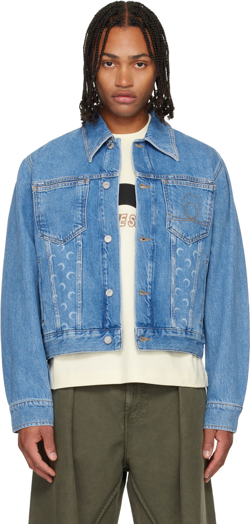 Jakna Marine Serre Moon Laser Denim Jacket Modra | MJA063BCDEN0002