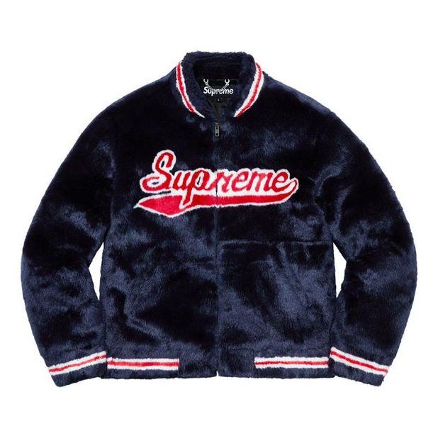 Bomber jakna Supreme Faux Fur Varsity Jacket Mornarica | SUP-SS20-026