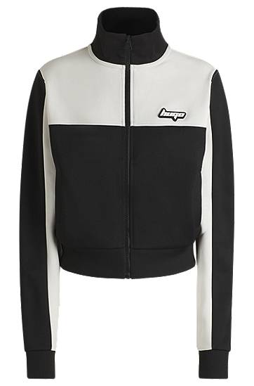 Jakna BOSS Retro Zip-Up Sweatshirt with Color-Blocking Bela | 50537054