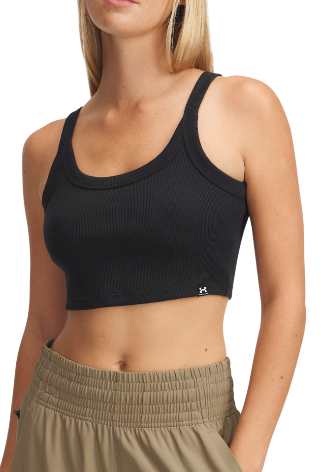 Majica brez rokavov Under Armour Under Armour UA Rival Rib Crop Tank Top Črna | 6000265-001
