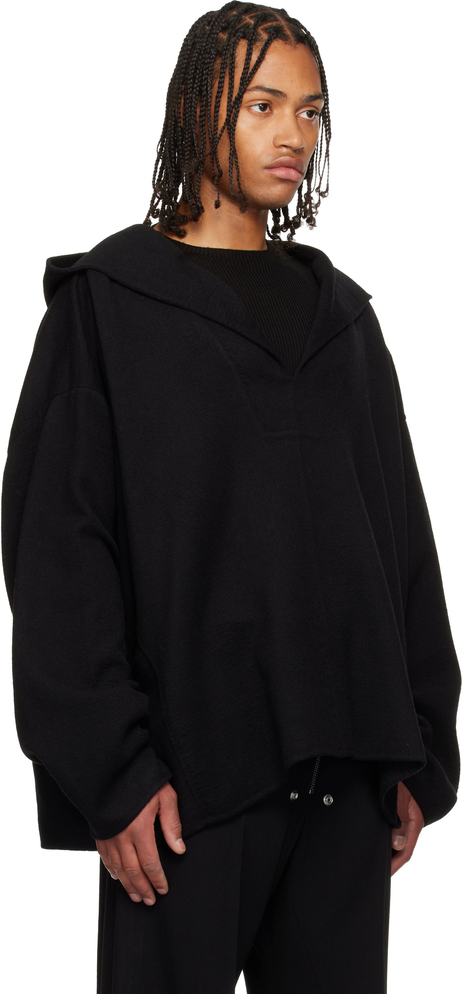 Plašči Rick Owens Concordians LS Hip Kaftan Coat Črna | RR02E1726 DBC, 1