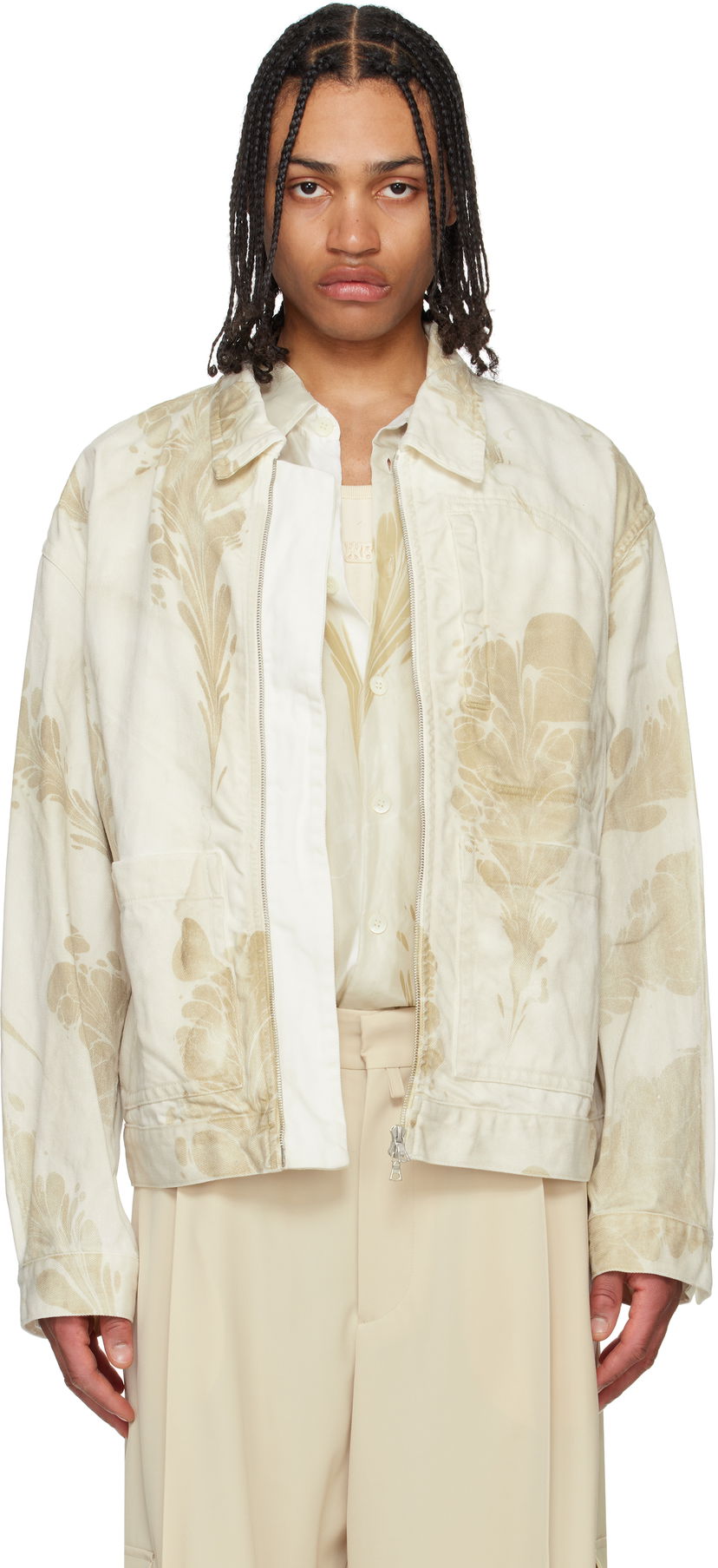 Bomber jakna Dries Van Noten Dries Van Noten Printed Jacket Bež | 251-020550-1556