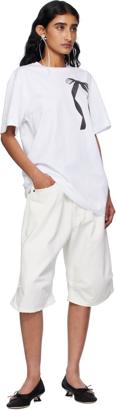 Majica Simone Rocha Simone Rocha Ribbon Bow Tail T-shirt Bela | 5195P55-W 0569, 3