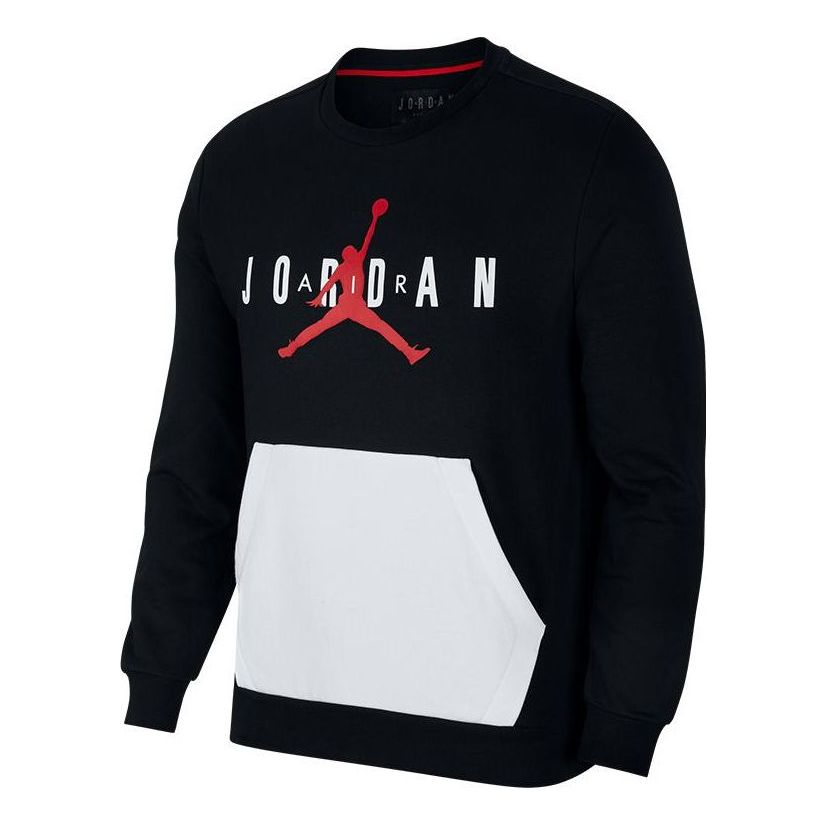 Pleteni pulover Jordan Jordan Large Logo Round Neck Pullover Črna | AR4785-010