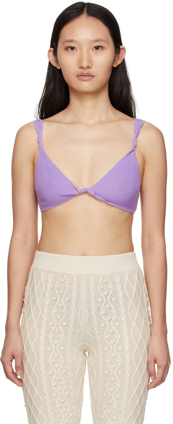 Modrček Loulou de Saison Loulou de Saison Qamea Cashmere Knit Bra Lila | QAMEA