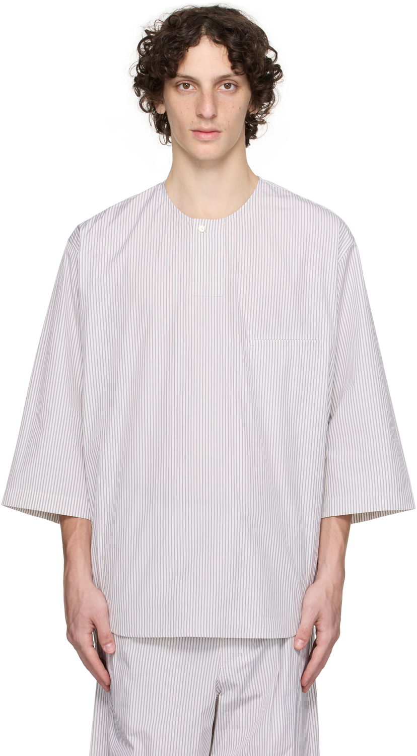 Majica LEMAIRE Lemaire Short Sleeve Henley Bela | TO1326 LF1409