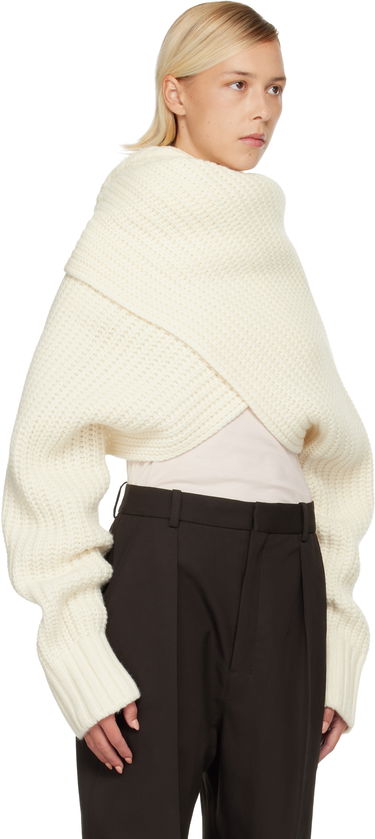 Pleteni pulover sacai Oversized Wool Knit Crossover Turtleneck Črna | 25-08201, 4