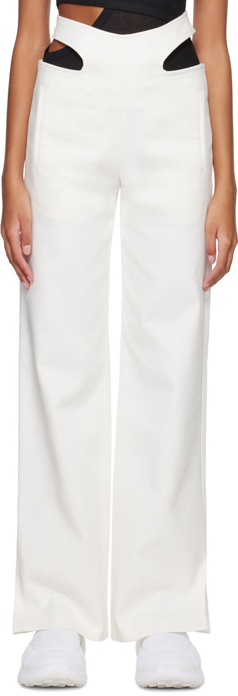 Hlače Dion Lee Dion Lee Y-Front Buckle Trousers Bela | C2099R23