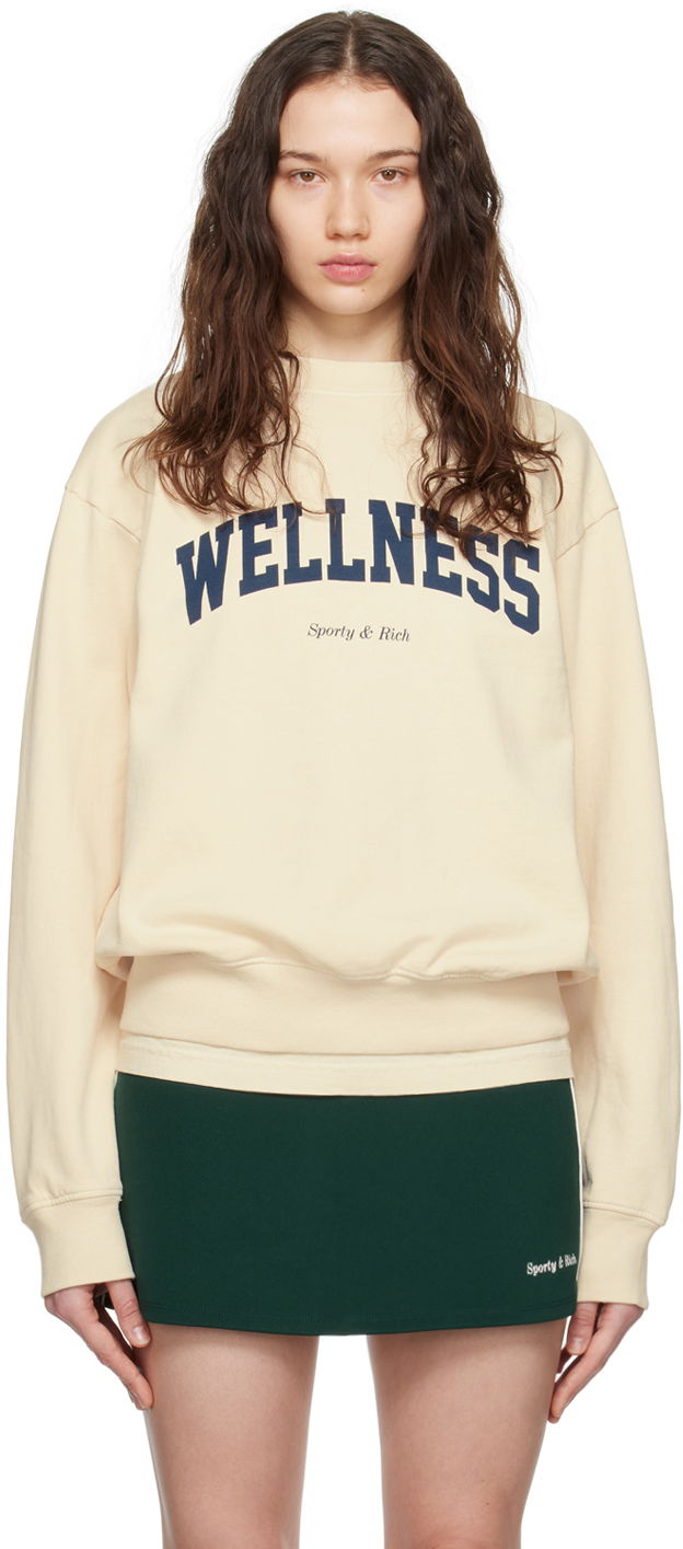 Pulover Sporty & Rich 'Wellness' Sweatshirt Bež | CRAW2366CR