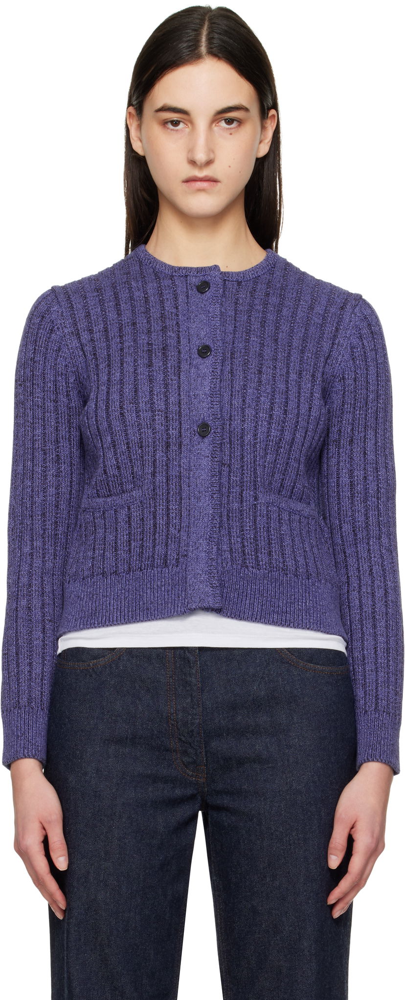 Pleteni pulover JW Anderson JW Anderson Cropped Buttoned Cardigan Lila | KW1356-YN0410