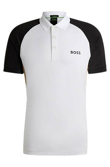 Polo majica BOSS BOSS Active Colour-Blocked Polo Shirt with Mesh Inserts Bela | 50540886