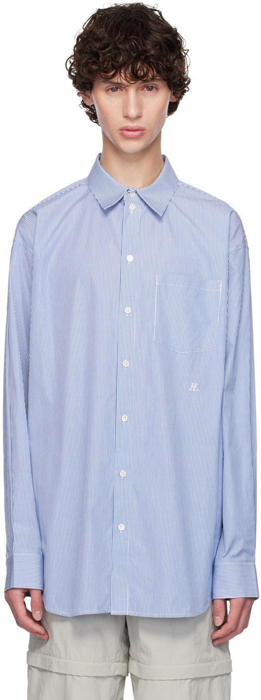Srajce Helmut Lang Helmut Lang Oversized Striped Shirt Modra | O05HM599, 0