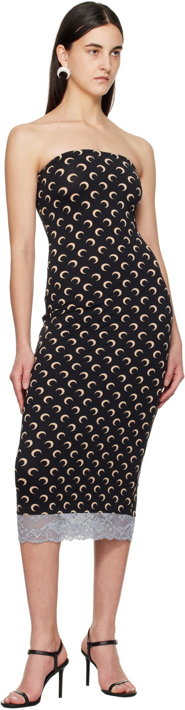 Obleke Marine Serre Marine Serre Moon Print Bustier Midi Dress Črna | WDR333A CJER0001, 3