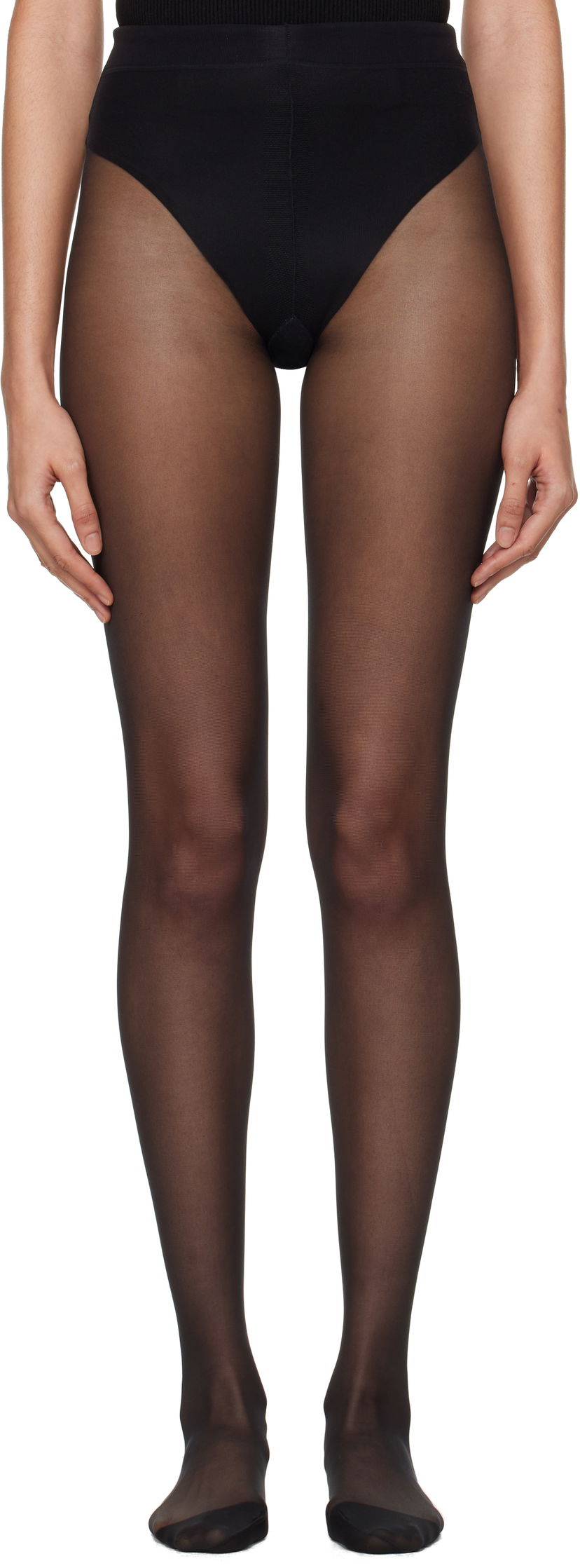 Nogavice Dolce & Gabbana Sheer Tights With Logo Črna | O4A33T ON02S