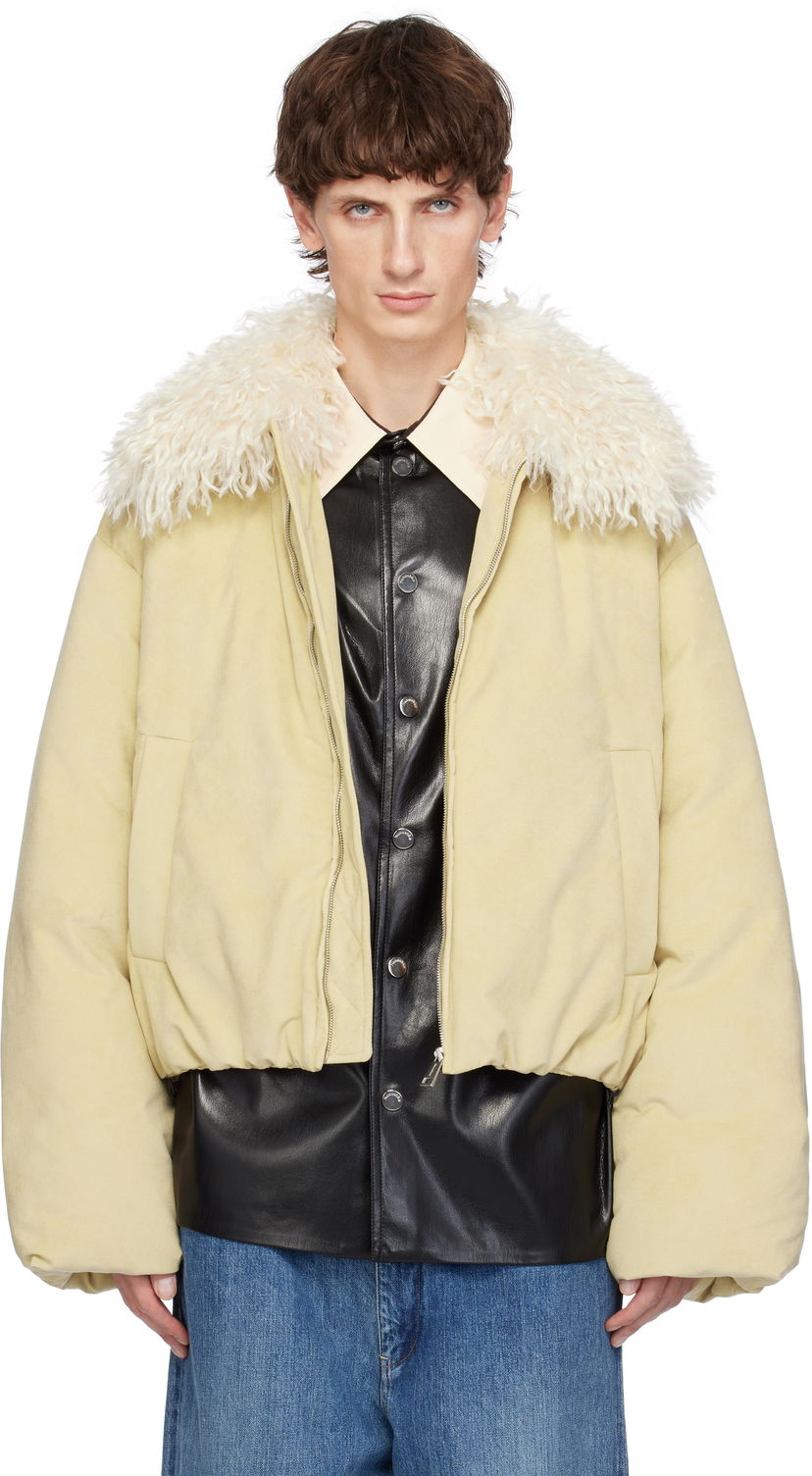 Puhovka Nanushka Zacharie Faux Suede Puffer Jacket Bež | NU24FWOW45873