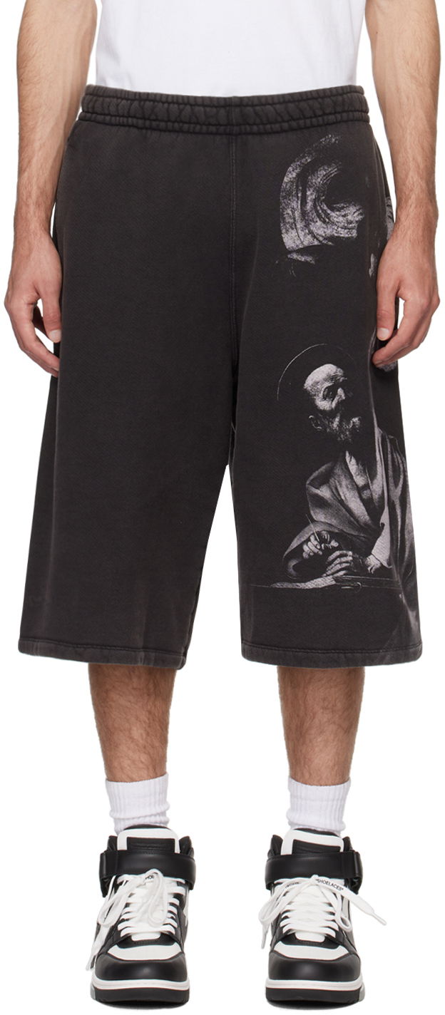 Kratke hlače Off-White Gray S.Matthew Shorts Črna | OMCI016C99FLE0011077