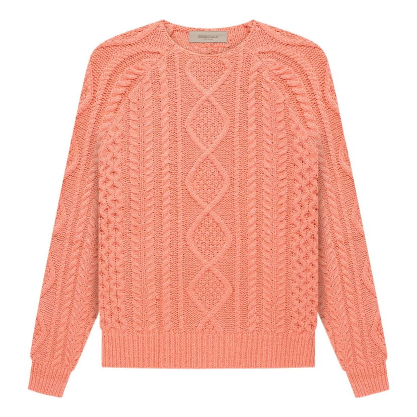Pleteni pulover Fear of God Essentials FW22 Cable Knit Sweater Oranžna | FOG-FW22-019