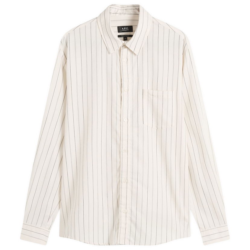 Srajce A.P.C. Men's Clement Stripe Shirt, Size Small Bela | COHJU-H12512-AAD