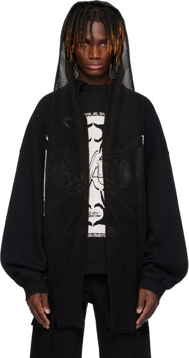 Pulover We11done We11done Heart-Cross Long-Sleeved Muffler Hoodie Črna | WD-TH0-25-845-U-BK, 0