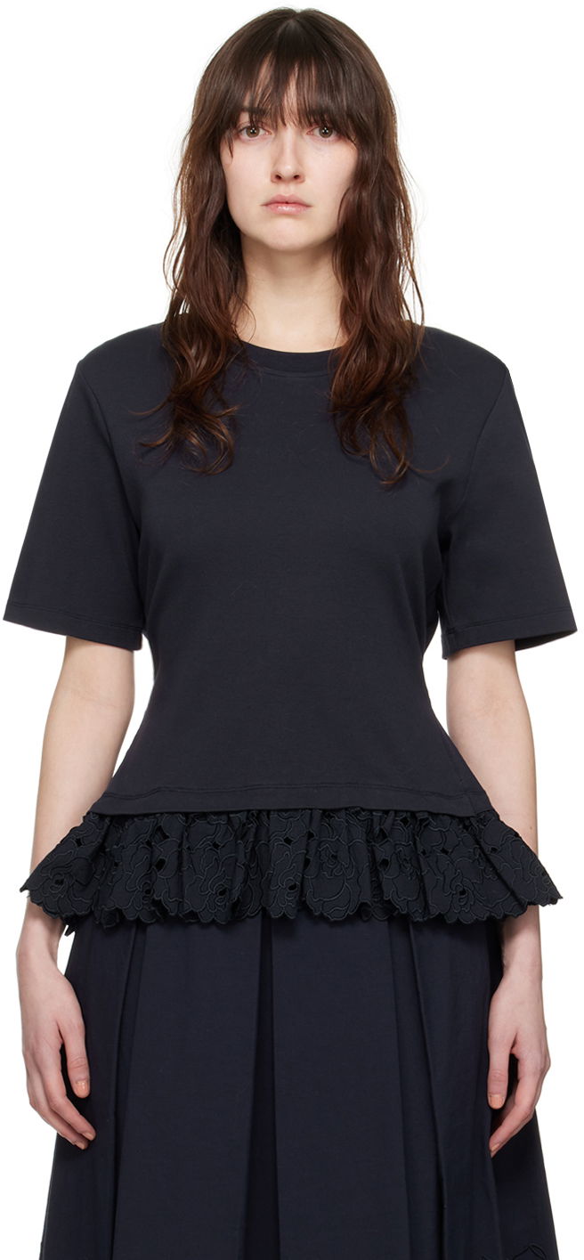 Majica Erdem Erdem Layered Peplum T-Shirt Mornarica | PS24_R1JRT3_NCJ