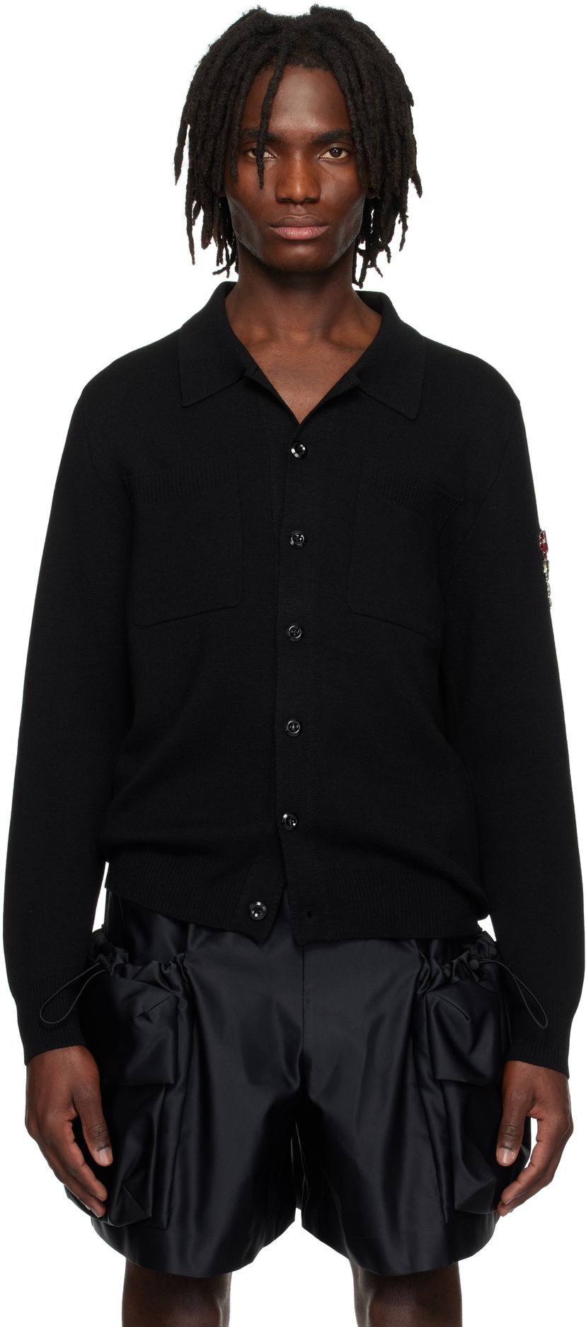 Pleteni pulover Simone Rocha Simone Rocha Knit Workwear Cardigan Črna | VMK11B 0646