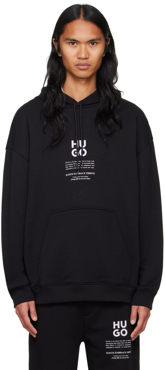 Pulover BOSS Hoodie With Logo Print Črna | 50521288, 0