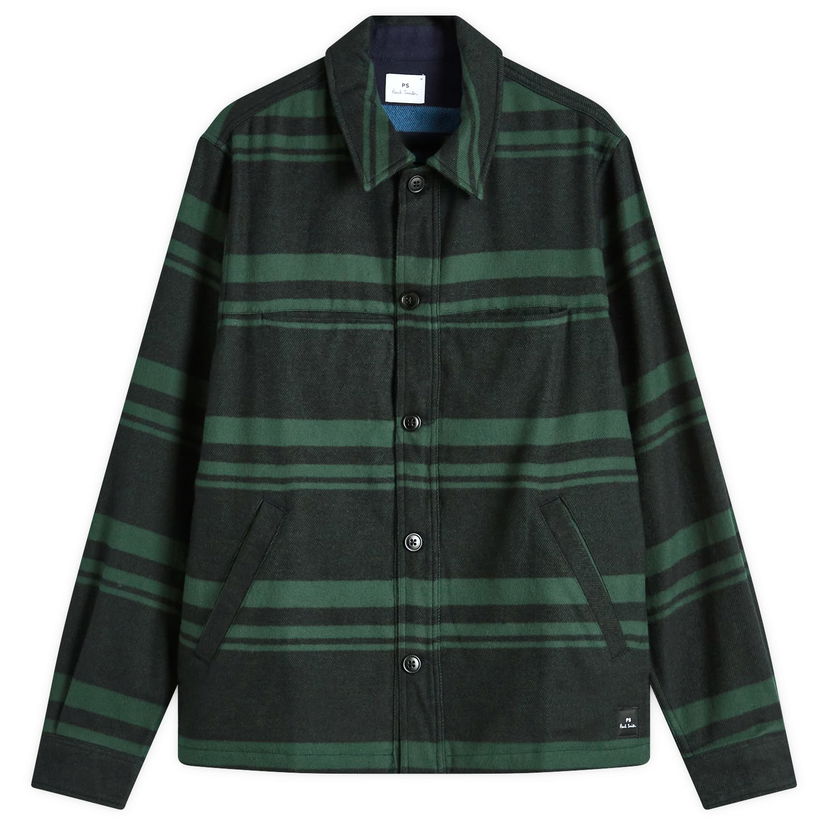 Srajce Paul Smith Paul Smith Men's Long Sleeve Flannel Overshirt, Size Medium Zelena | M2R-118Z-N22201-38