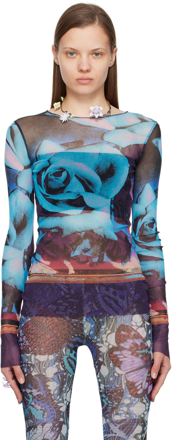 Majica Jean Paul Gaultier Roses Print Long Sleeve T-Shirt Večbarvna | 24/25-U-TO132-T547-275020
